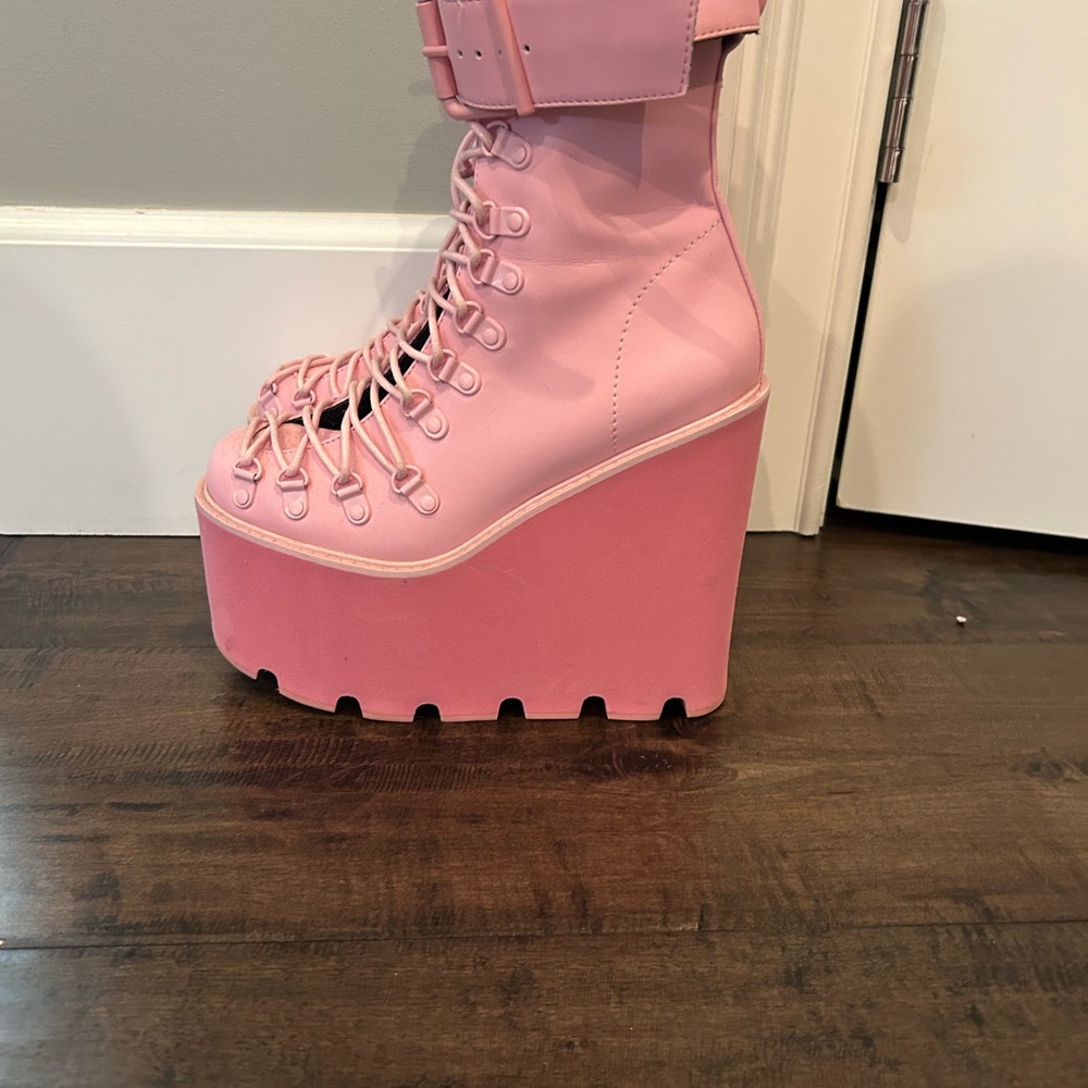 Dolls Kill Pink Platform Combat Boots